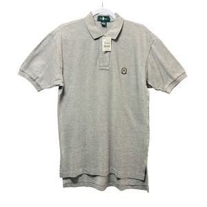 Vintage Hunt Club‎ Crest Polo Shirt Medium Gray Cotton Equestrian Preppy Y2K